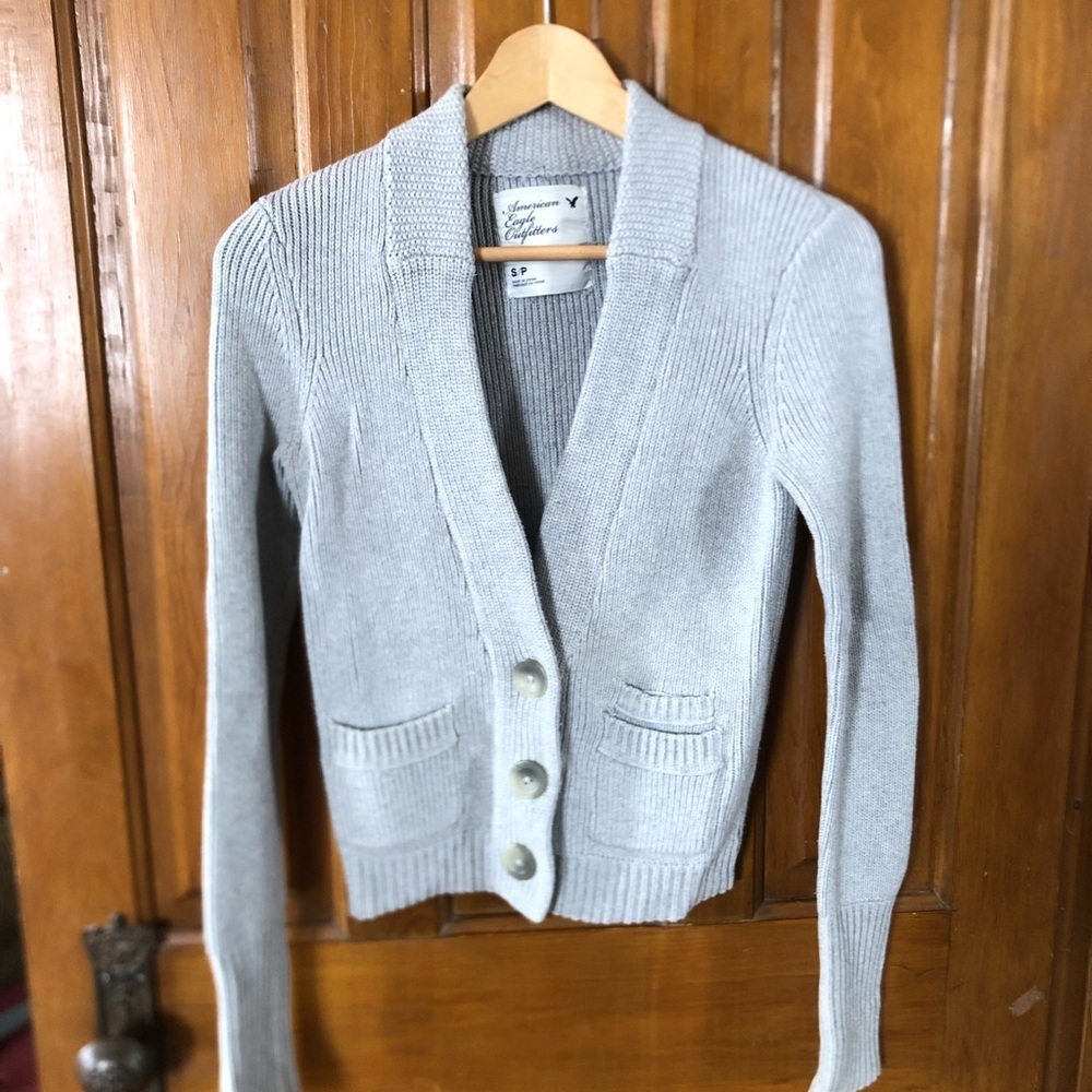 American Eagle Outfitters Light Gray Cardigan